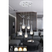 Avizemoda Lale 5'li Power Ledli Kumandalı Modern Lüks Sarkıt Avize, 3 Renk: Sarı-beyaz-gün Işığı - Krom