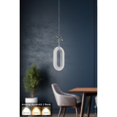 Avizemoda Sessi Tekli Ledli Modern Lüks Sarkıt Avize (3 RENK LED; SARI - BEYAZ - GÜN İŞIĞI) - Krom