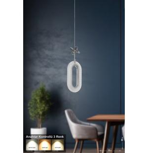 Avizemoda Sessi Tekli Ledli Modern Lüks Sarkıt Avize (3 RENK LED; SARI - BEYAZ - GÜN İŞIĞI) - Krom