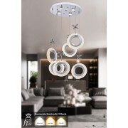 Avizemoda Ribera 6'lı Power Ledli Kumandalı Modern Lüks Sarkıt Avize, 3 Renk: Sarı-beyaz-gün Işığı - Krom