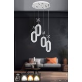 Avizemoda Sessi 4'lü Power Ledli Kumandalı Modern Lüks Sarkıt Avize, 3 Renk: Sarı-beyaz-gün Işığı - Krom
