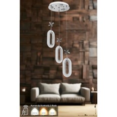 Avizemoda Sessi 3'lü Power Ledli Kumandalı Modern Lüks Sarkıt Avize, 3 Renk: Sarı-beyaz-gün Işığı - Krom