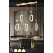 Avizemoda Sessi 5'li Power Ledli Kumandalı Modern Yemek Masası Üstü Avize, 3 Renk: Sarı-beyaz-gün Işığı -gold