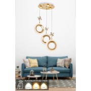 Avizemoda Ribera 3'lü Power Ledli Kumandalı Modern Lüks Sarkıt Avize, 3 Renk: Sarı-beyaz-gün Işığı - Gold