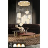 Avizemoda Torino 8'li Power Ledli Kumandalı Modern Lüks Sarkıt Avize, 3 Renk: Sarı-beyaz-gün Işığı - Gold