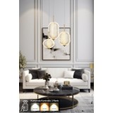 Avizemoda Torino 3'lü Power Ledli Kumandalı Modern Lüks Sarkıt Avize, 3 Renk: Sarı-beyaz-gün Işığı - Gold