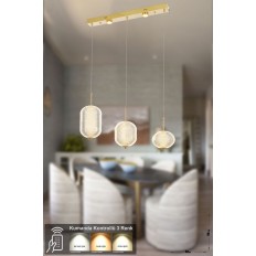 Avizemoda Torino 3'lü Power Ledli Kumandalı Modern Yemek Masası Üstü Avize, 3 Renk: Sarı-beyaz-gün Işığı-gold