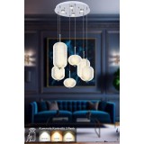 Avizemoda Torino 6'li Power Ledli Kumandalı Modern Lüks Sarkıt Avize, 3 Renk: Sarı-beyaz-gün Işığı - Krom