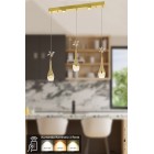 Avizemoda Lale 3'lü Power Ledli Kumandalı Modern Yemek Masası Üstü Avize, 3 Renk: Sarı-beyaz-gün Işığı - Gold