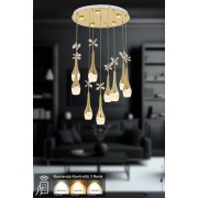 Avizemoda Lale 9'lu Power Ledli Kumandalı Modern Lüks Sarkıt Avize, 3 Renk: Sarı-beyaz-gün Işığı - Gold