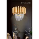 Avizemoda Palmira Kristal Taşlı Lüks Aplik - ( Sarı - Yaldız )