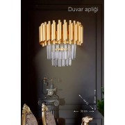 Avizemoda Palmira Kristal Taşlı Lüks Aplik - ( Sarı - Yaldız )