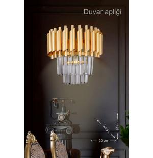 Avizemoda Palmira Kristal Taşlı Lüks Aplik - ( Sarı - Yaldız )