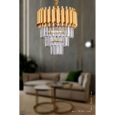 Avizemoda Palmira 35'lik Kristal Taşlı Lüks Avize - ( Sarı - Yaldız )