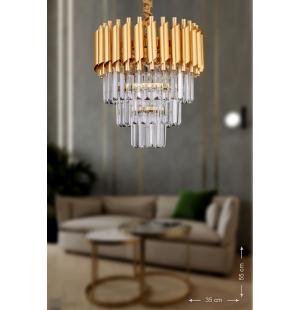 Avizemoda Palmira 35'lik Kristal Taşlı Lüks Avize - ( Sarı - Yaldız )