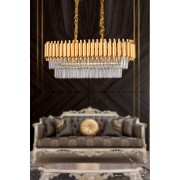 Avizemoda Palmira 75x35 Lik Kristal Taşlı Lüks Avize - (sarı-yaldız)