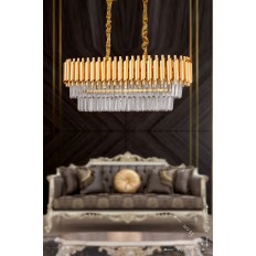 Avizemoda Palmira 75x35 Lik Kristal Taşlı Lüks Avize - (sarı-yaldız)