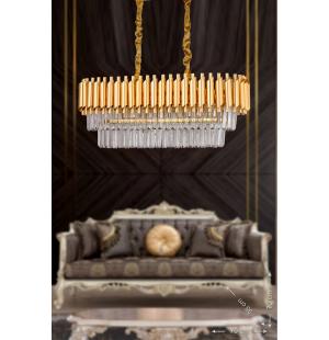 Avizemoda Palmira 75x35 Lik Kristal Taşlı Lüks Avize - (sarı-yaldız)