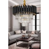 Avizemoda Palmira 40'lık Kristal Taşlı Lüks Avize - (siyah-gold)