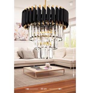 Avizemoda Palmira 35'lik Kristal Taşlı Lüks Avize - ( Siyah - Gold )