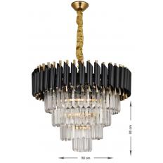 Avizemoda Palmira 50'lik Kristal Taşlı Lüks Avize - (siyah-gold)