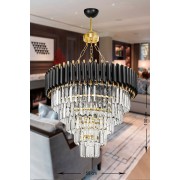 Avizemoda Palmira 55 Cm'lik Kristal Taşlı Lüks Avize 5'li - (siyah-gold)