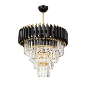 Avizemoda Palmira 45'lik Kristal Taşlı Lüks Avize - (SİYAH-GOLD)