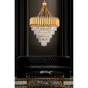 Avizemoda Palmira 55'lik Kristal Taşlı Lüks Avize - (sarı-yaldız)