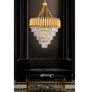 Avizemoda Palmira 55'lik Kristal Taşlı Lüks Avize - (sarı-yaldız)