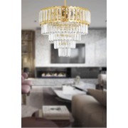 Avizemoda Lora 45 Cm'lik Kristal Cam Taşlı Lüks Avize - (sarı Yaldız)