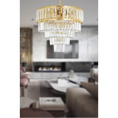 Avizemoda Lora 45 Cm'lik Kristal Cam Taşlı Lüks Avize - (sarı Yaldız)