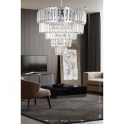 Avizemoda Lora 45 Cm'lik Kristal Cam Taşlı Lüks Avize - (gümüş Yaldız)