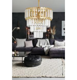 Avizemoda Lora 35 Cm'lik Kristal Cam Taşlı Lüks Avize - (sarı Yaldız)