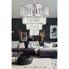 Avizemoda Lora 35 Cm'lik Kristal Cam Taşlı Lüks Avize - (gümüş Yaldız)