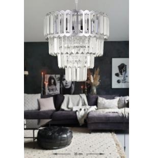 Avizemoda Lora 35 Cm'lik Kristal Cam Taşlı Lüks Avize - (gümüş Yaldız)