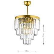 Avizemoda Linsa 35 Cm'lik Kristal Cam Taşlı Lüks Avize - (SARI YALDIZ)