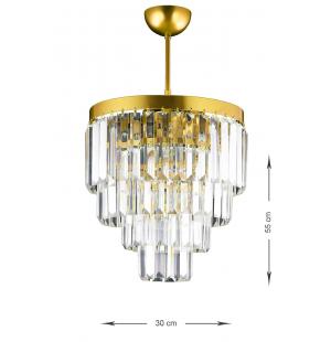 Avizemoda Linsa 35 Cm'lik Kristal Cam Taşlı Lüks Avize - (SARI YALDIZ)