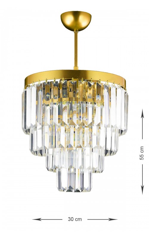 Avizemoda Linsa 35 Cm'lik Kristal Cam Taşlı Lüks Avize - (SARI YALDIZ)