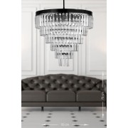 Avizemoda Linsa 55 Cm'lik Kristal Cam Taşlı Lüks Avize - (mat Siyah)