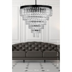 Avizemoda Linsa 55 Cm'lik Kristal Cam Taşlı Lüks Avize - (mat Siyah)