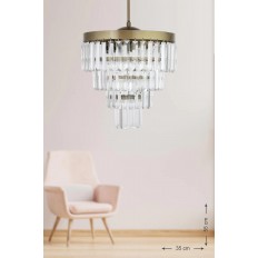 Avizemoda Linsa 35 Cm'lik Kristal Cam Taşlı Lüks Avize - (ESKİTME RENK)