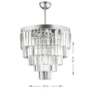 Avizemoda Linsa 45 Cm'lik Kristal Cam Taşlı Lüks Avize - (GÜMÜŞ YALDIZ)