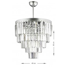 Avizemoda Linsa 45 Cm'lik Kristal Cam Taşlı Lüks Avize - (GÜMÜŞ YALDIZ)