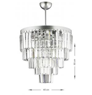 Avizemoda Linsa 45 Cm'lik Kristal Cam Taşlı Lüks Avize - (GÜMÜŞ YALDIZ)