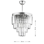 Avizemoda Linsa 35 Cm'lik Kristal Cam Taşlı Lüks Avize - (GÜMÜŞ YALDIZ)