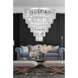 Avizemoda Linsa 55 Cm'lik Kristal Cam Taşlı Lüks Avize - (gümüş Yaldız)