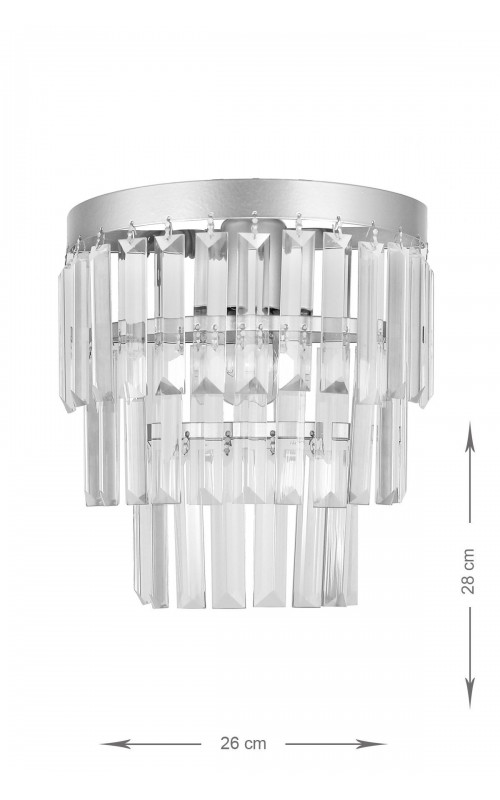 Avizemoda Linsa Kristal Cam Taşlı Lüks Aplik - (gümüş Yaldız)