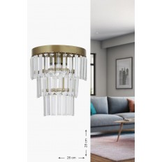 Avizemoda Linsa Kristal Cam Taşlı Lüks Aplik - (eskitme Renk)