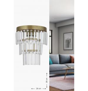 Avizemoda Linsa Kristal Cam Taşlı Lüks Aplik - (eskitme Renk)