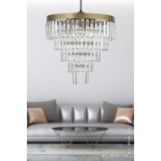 Avizemoda Linsa 45 Cm Lik Kristal Cam Taşlı Lüks Avize (ESKİTME BOYALI)